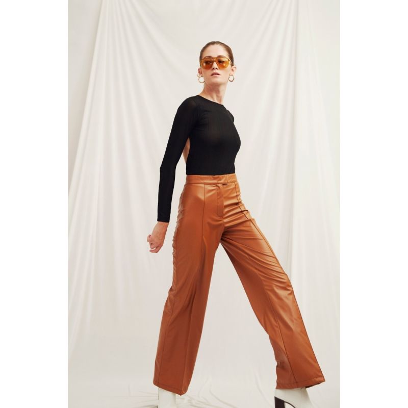 Alba Vegan Leather Wide-Leg Trousers image