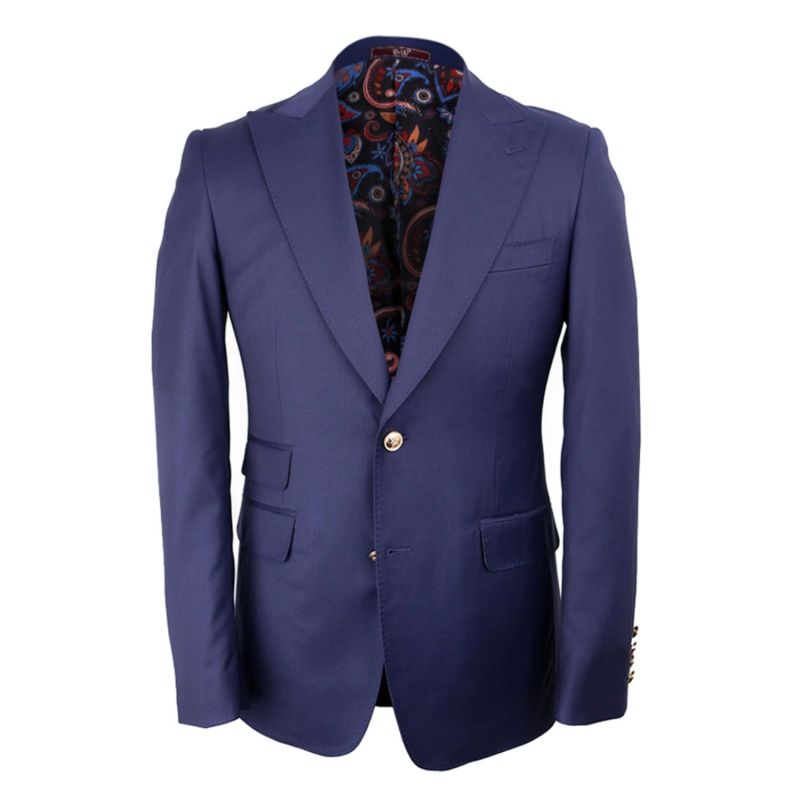 Plain Single Breasted Peak Lapel Blazer – Navy | DAVID WEJ | Wolf & Badger