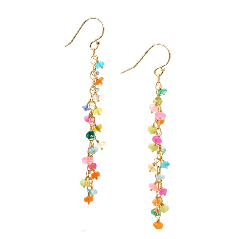 Opal Chain Dangle Earrings image