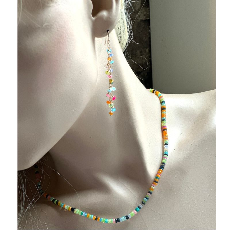 Opal Chain Dangle Earrings image