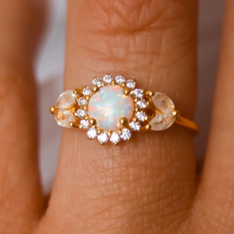 Opal sunflower ring shop