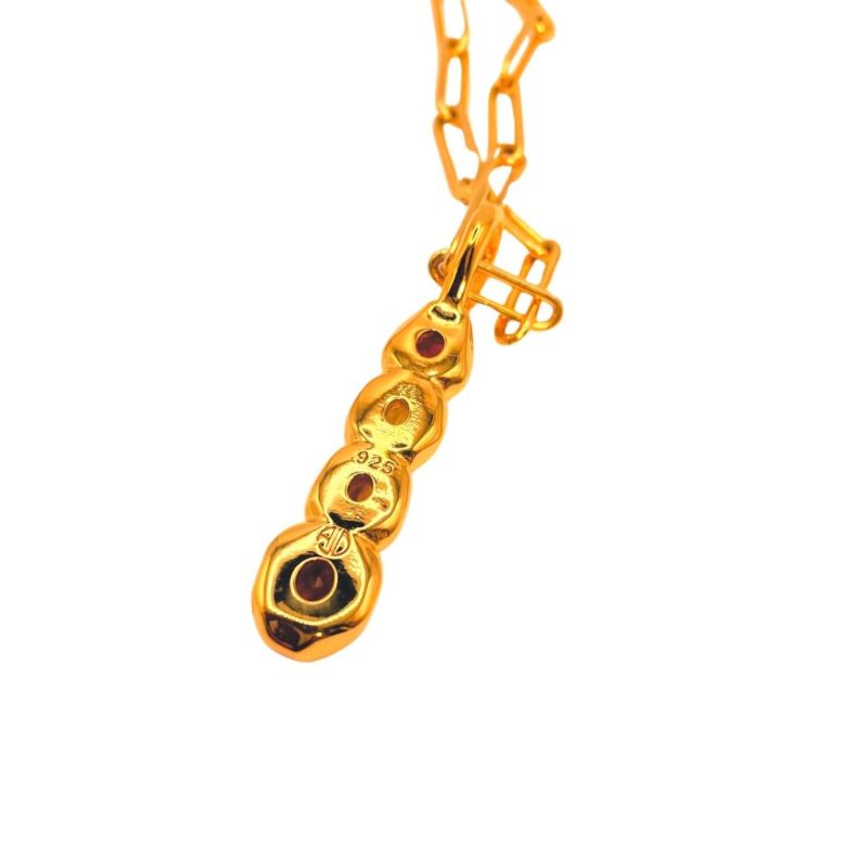 Ophelia - Ombré Garnet, Orange Citrine Four Stone Gold Pendant Necklace image