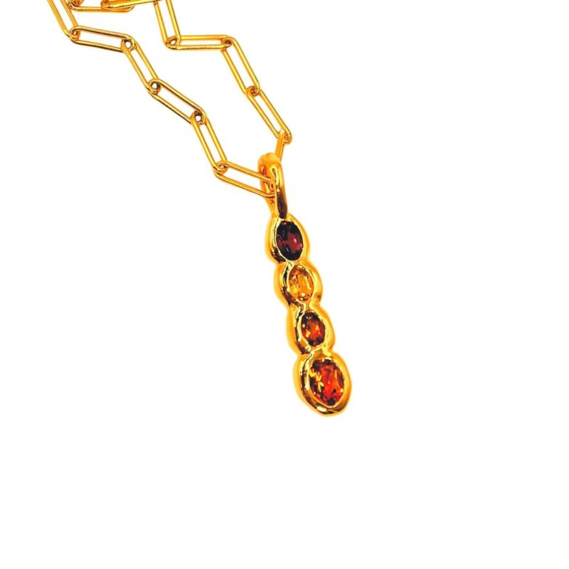 Ophelia - Ombré Garnet, Orange Citrine Four Stone Gold Pendant Necklace image