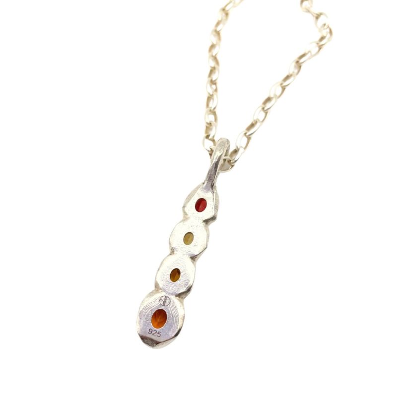 Ophelia - Ombré Garnet, Orange Citrine Four Stone Silver Pendant Necklace image