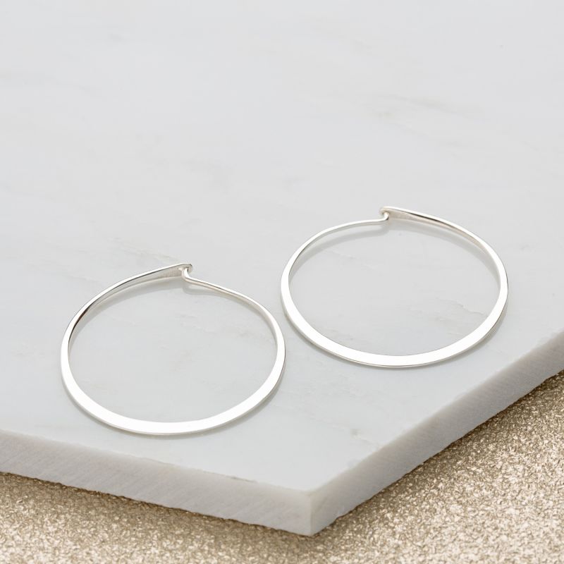 Silver Flat Hoop Earrings image