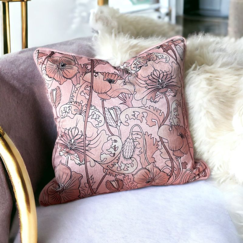 Opium Blush Summer Velvet Cushion - Large image