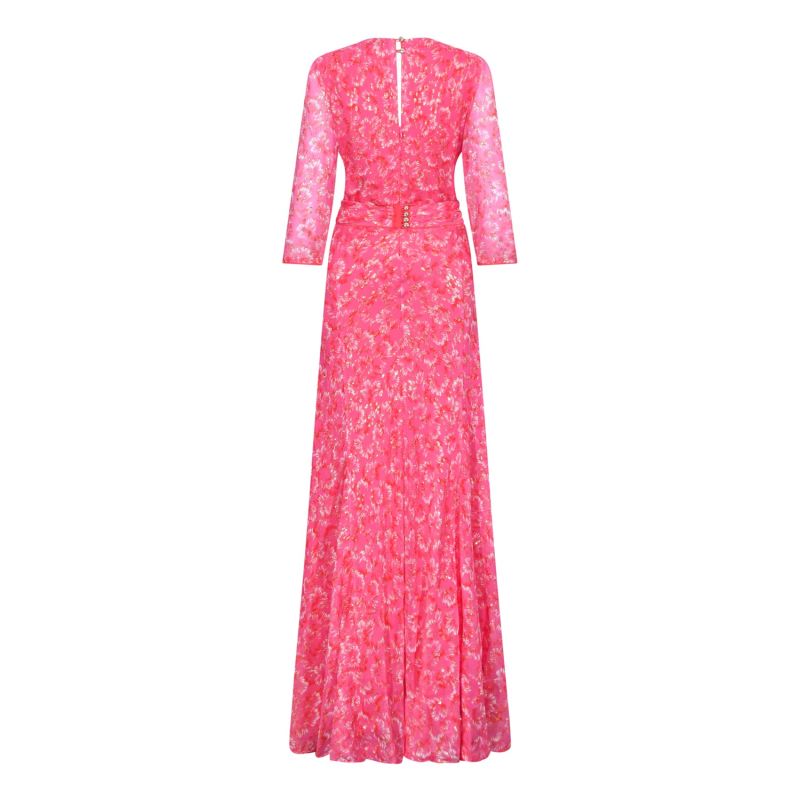 Long Millie Dress Pink Awakening Printed Silk image