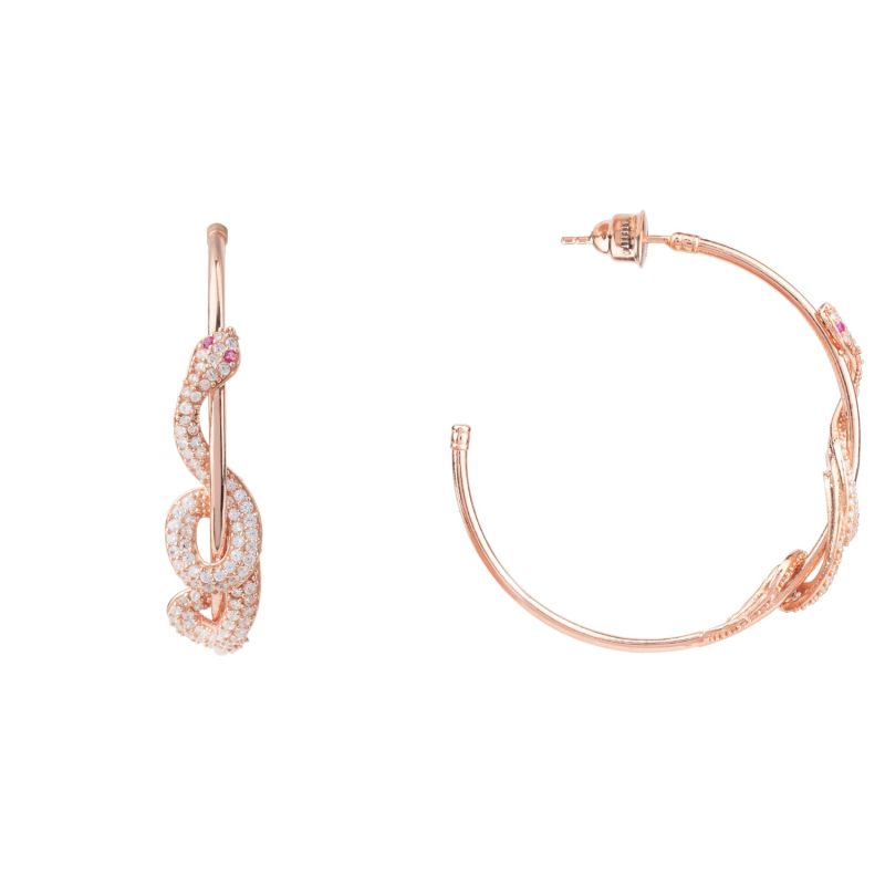 Cleopatra Serpent Snake Hoop Earrings Rose Gold image