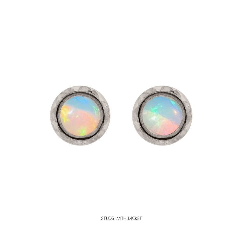 Maya Silver Stud Earrings - Opal image