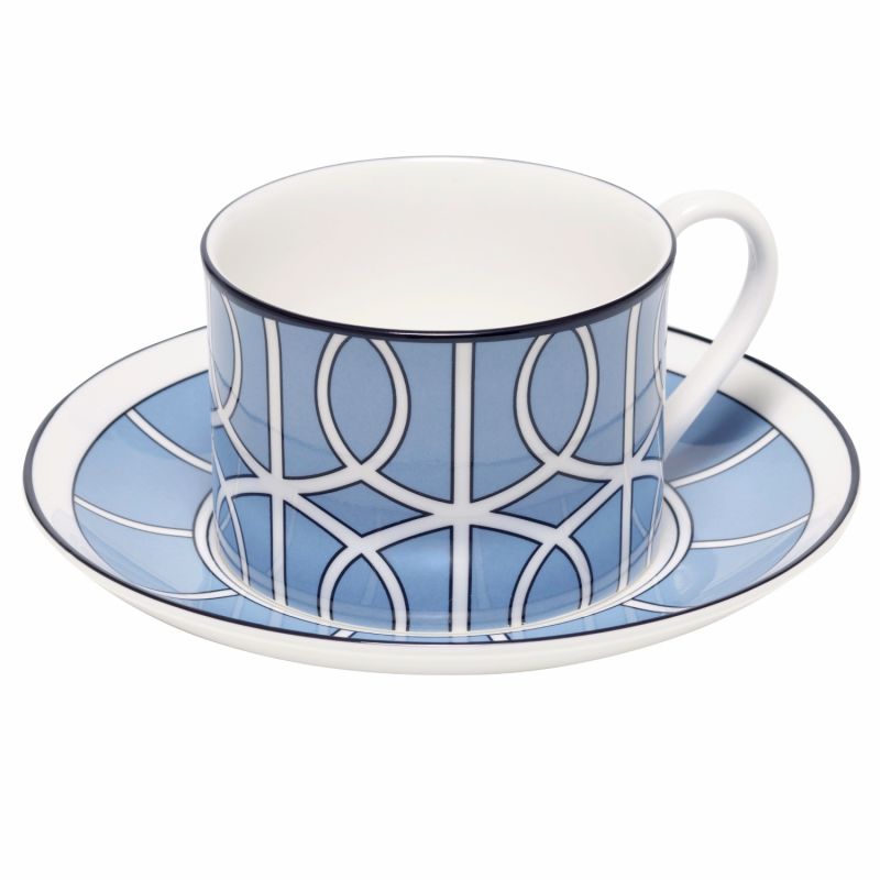 Loop Cornflower Blue/White Teacup & Saucer image