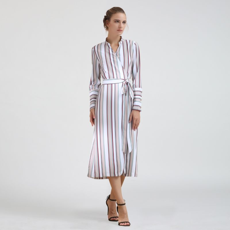 Striped Midi Wrap Dress image