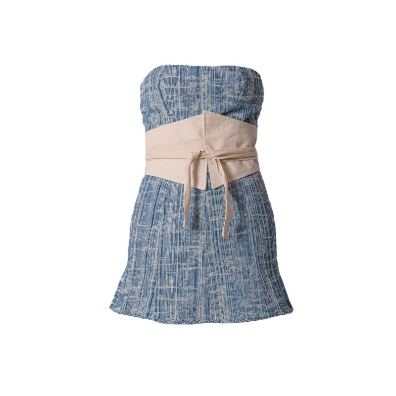 Denim Strapless Mini Dress image