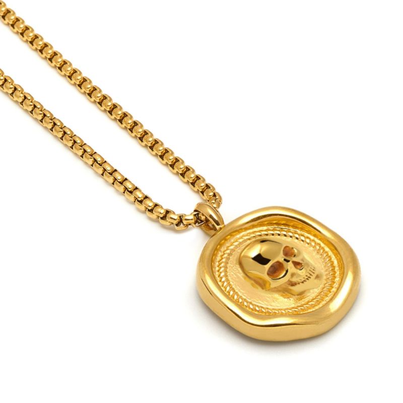 Atticus Skull Seal Necklace In Gold image