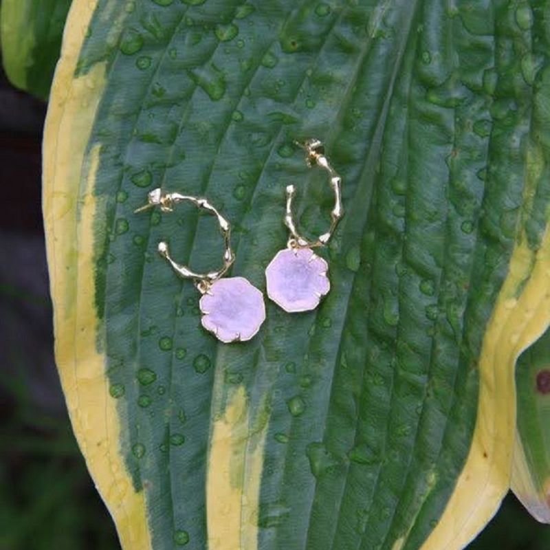 Hold On Rose Quartz Pendant Everyday Hoop Earrings image