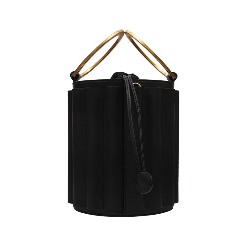 Water Metal Handle Bucket Bag - Black image