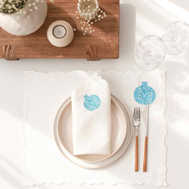 Turquoise Pomegranate Linen Placemat Set Of 2 image