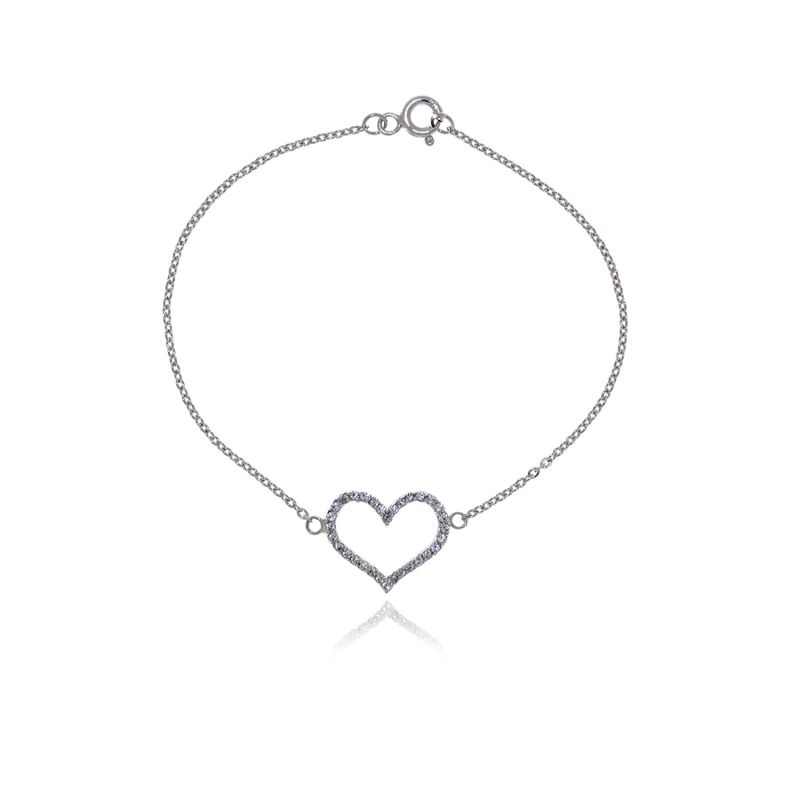 Silver Infinity Diamond Heart Bracelet image