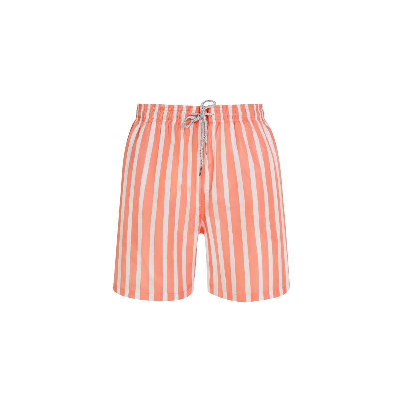 Orange & White Stripe Men's Swim Shorts image