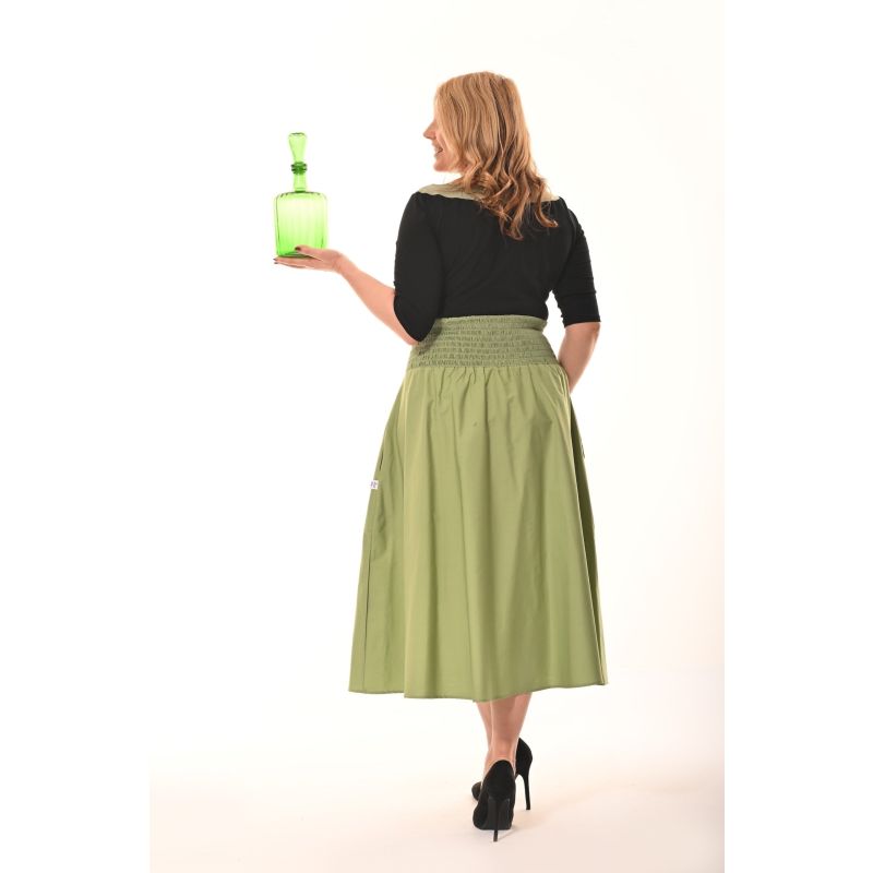 Orchid Midi Skirt With Pockets In Sage image