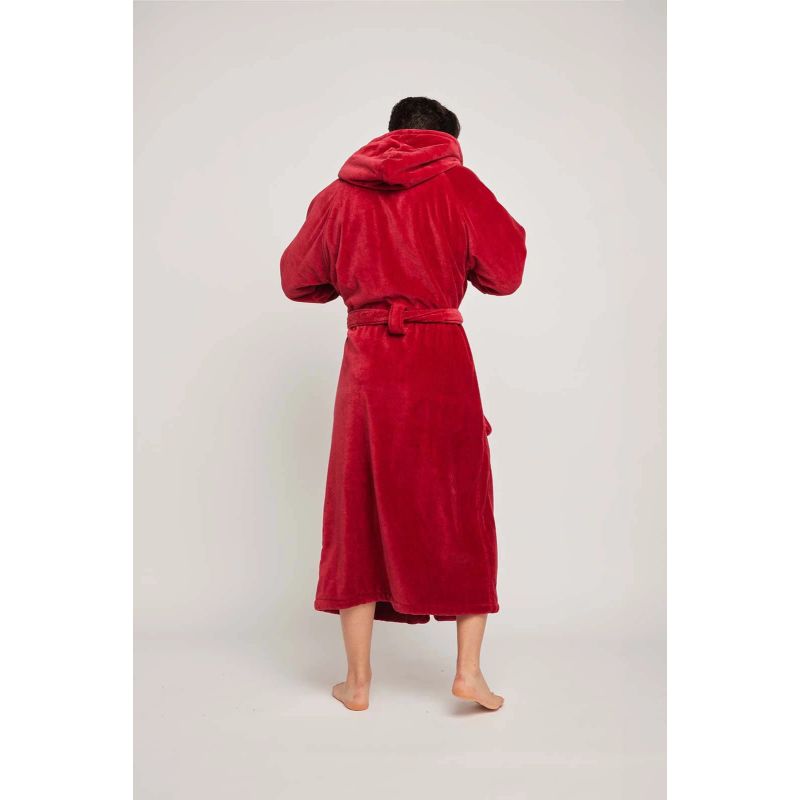 Organic Cotton Hooded Robe - In Chilli image