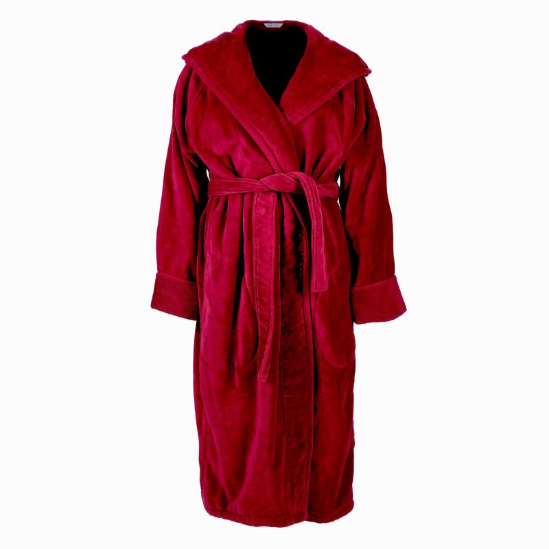 Organic Cotton Hooded Robe - In Chilli image