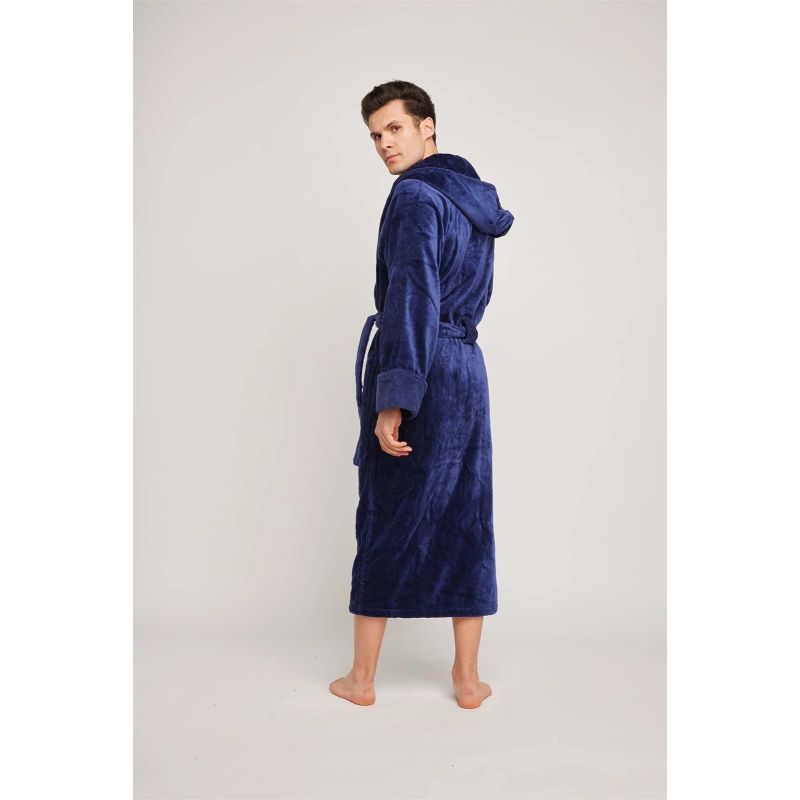 Organic Cotton Hooded Robe In Indigo image