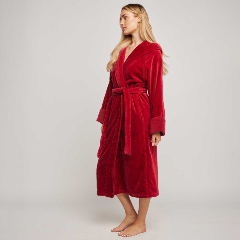 Organic Cotton Hooded Robe - Women's Chilli image