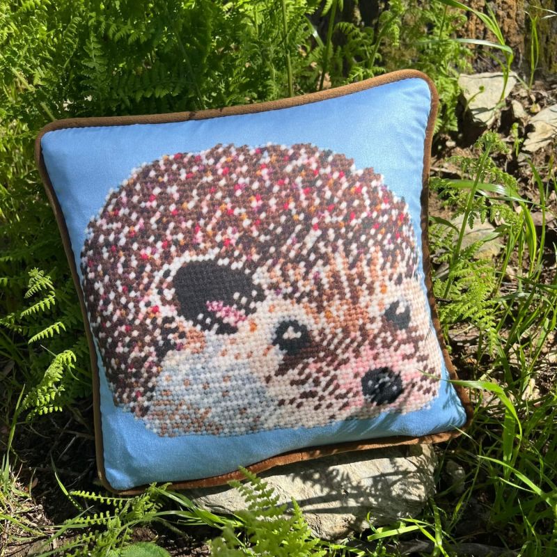 Organic Cotton Sateen "Harris The Hedgehog" Custom Made Feather Down Pillow image