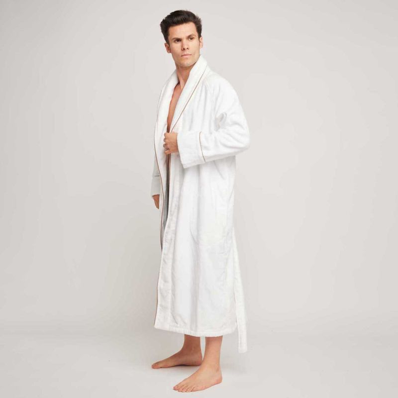 Men's Organic Cotton Velour Robe - White image