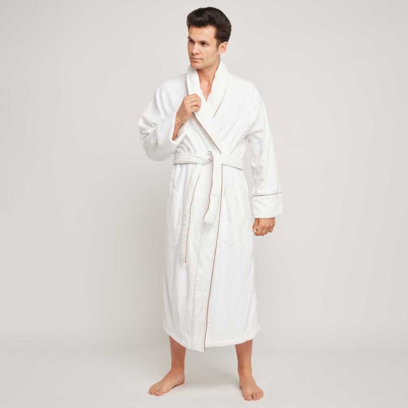 Men's Organic Cotton Velour Robe - White image