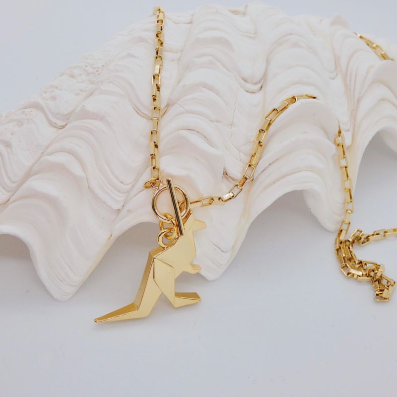 Origami Kangaroo Necklace Vintage Style image