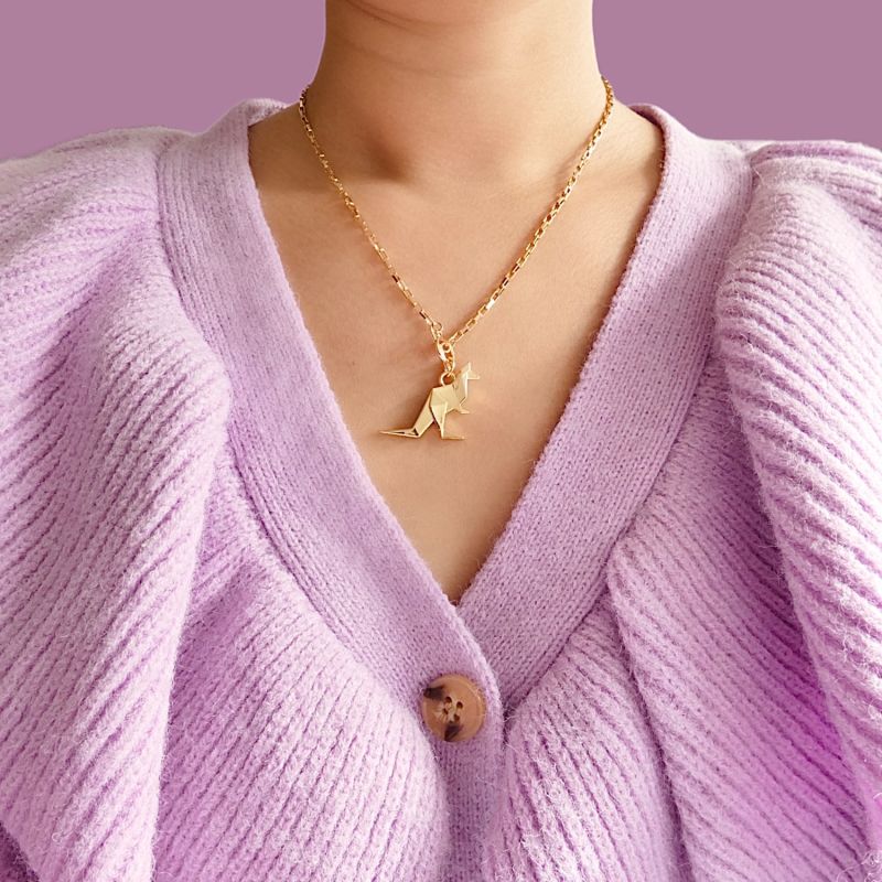 Origami Kangaroo Necklace Vintage Style image