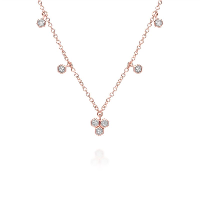 Diamond Trilogy Choker Necklace In 9Ct Rose Gold image