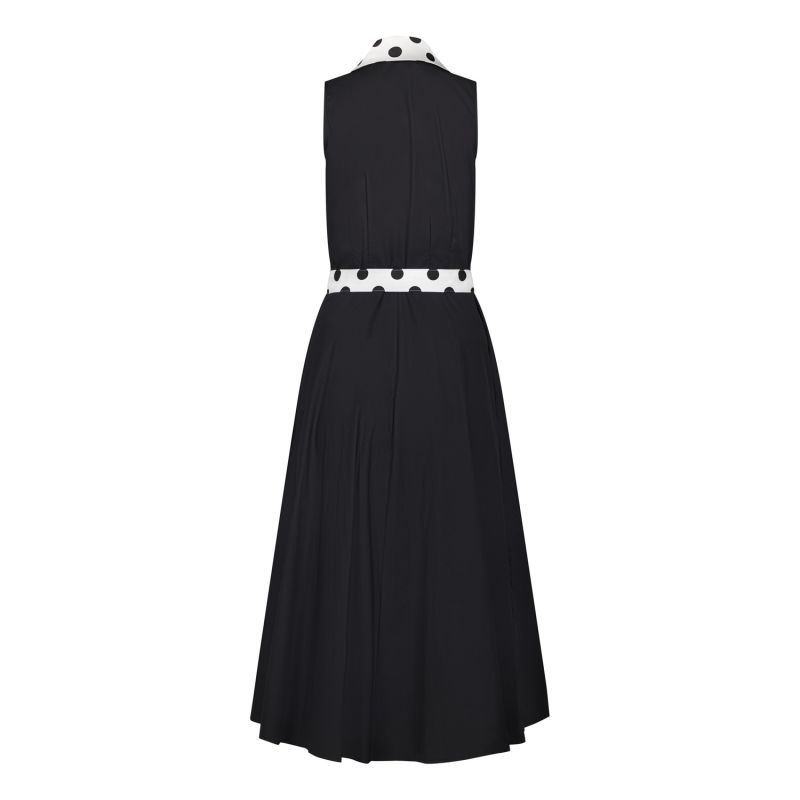 Adelaide Alluring Midi Dress In Black With White & Black Polka Dots image