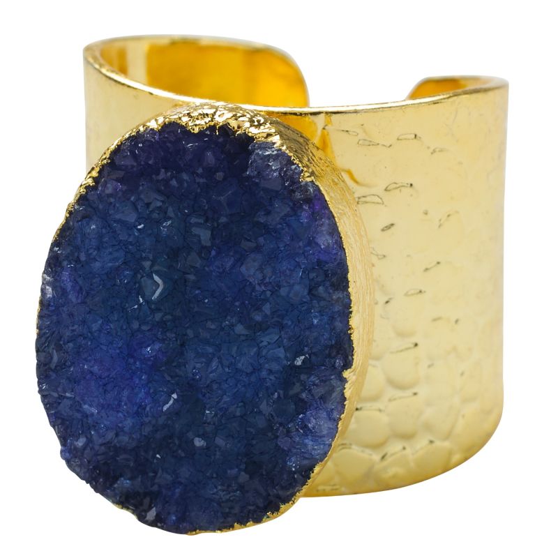 Navy Blue Crystal Crush Gold Statement Ring image