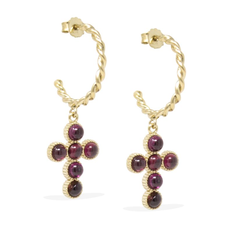 Hope Gold-Plated Rhodolite Hoop Earrings image