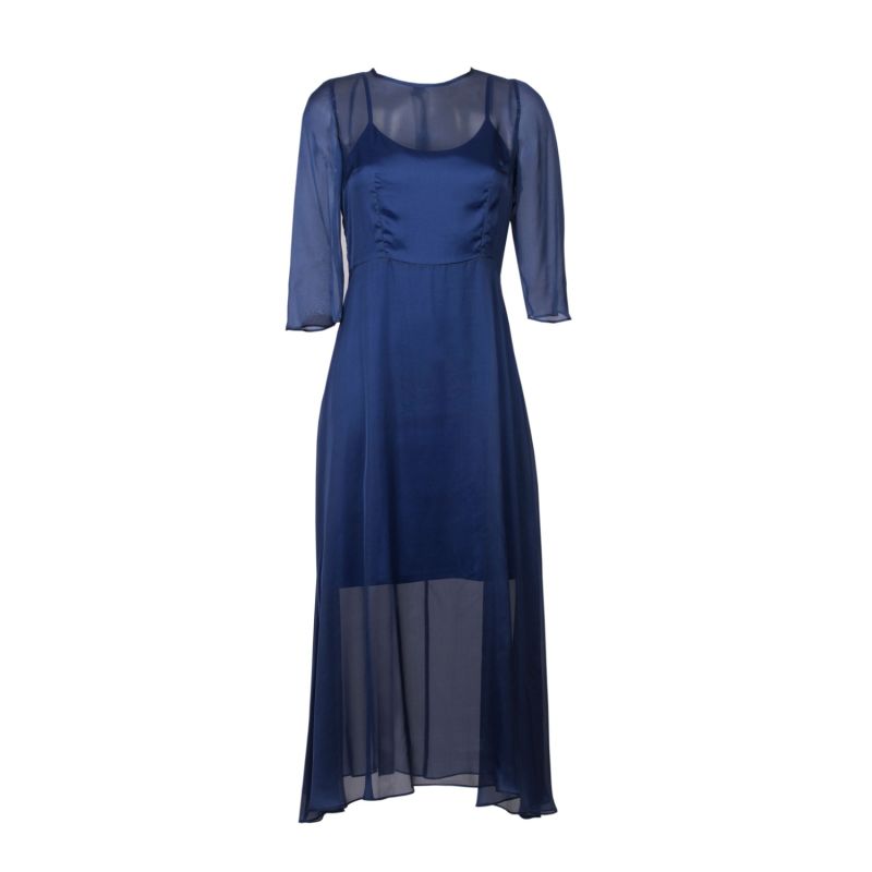 Silk Mousseline Dress In Blue image