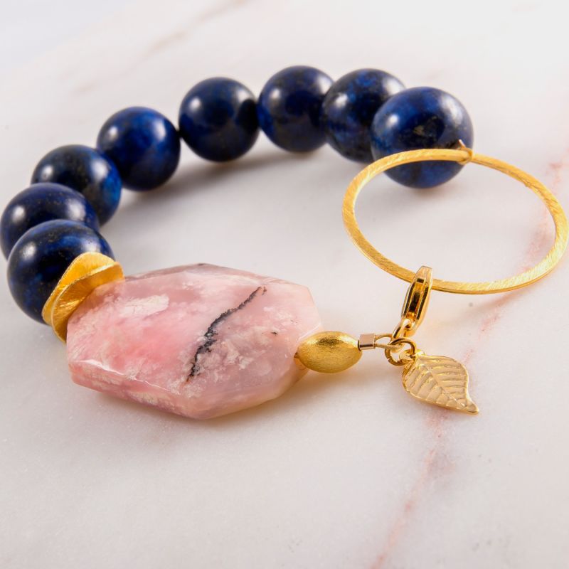 Peruvian Pink Opal & Lapis Lazuli Vermeil Bracelet image