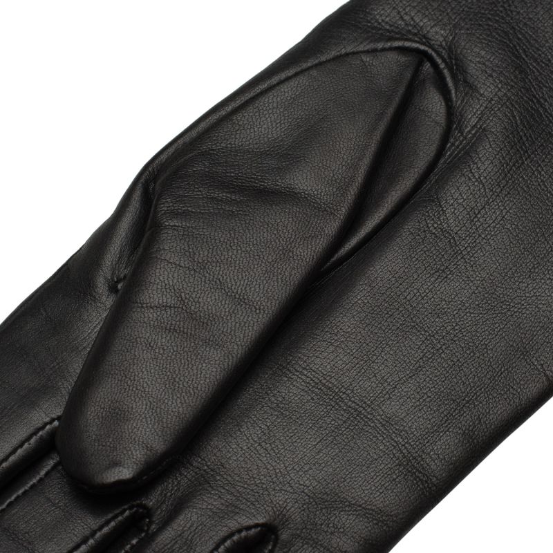 Marsala Long - Women's Leather Gloves In Black Nappa Leather image