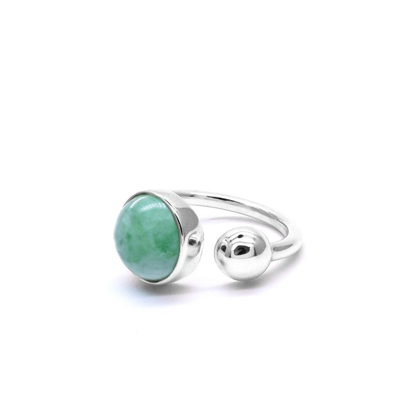 Eden Open Ring In Apple Green Jade - White Finish image