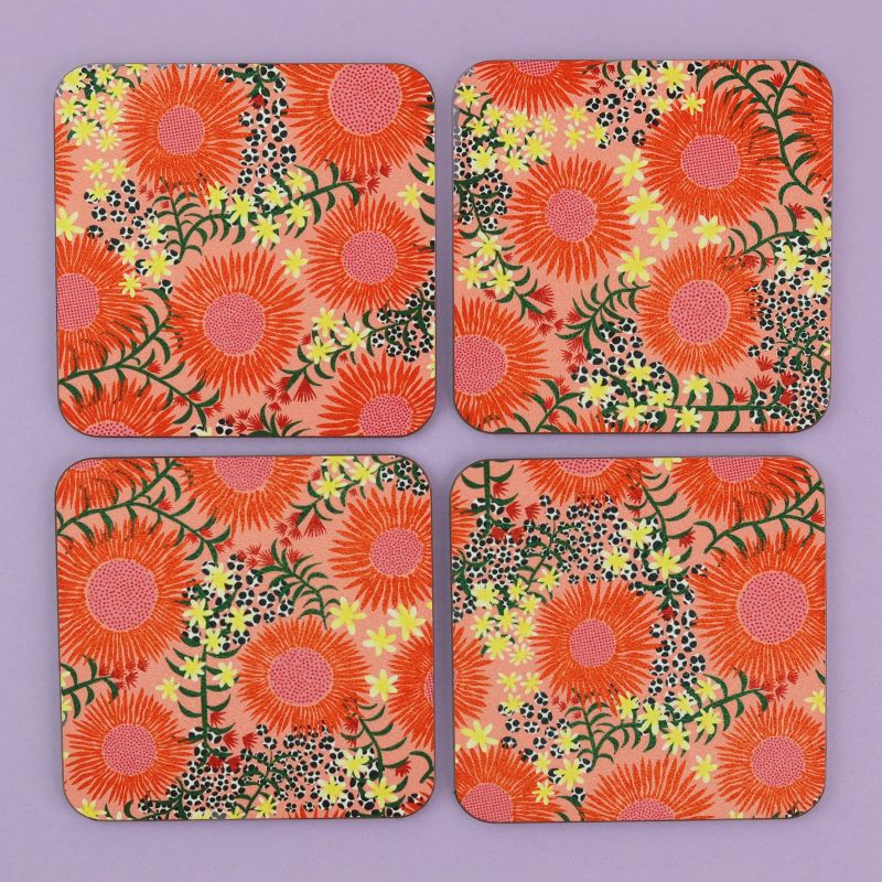 Peachy Floral Coasters image