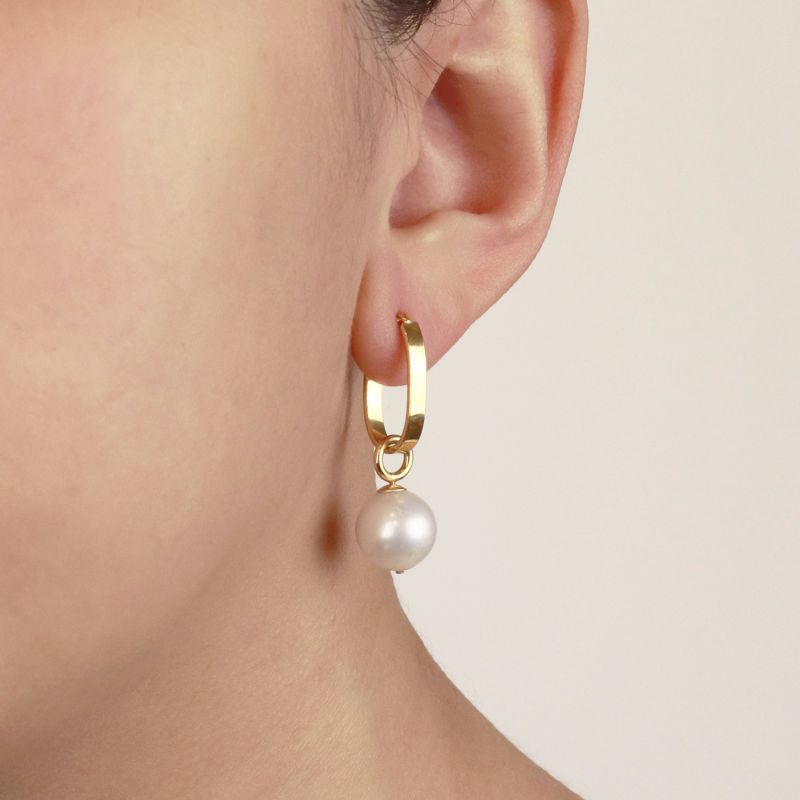 Oval Hoop Pearl Drop Earrings image