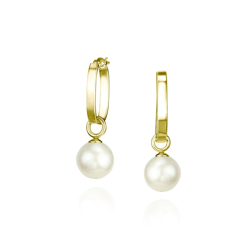 Oval Hoop Pearl Drop Earrings image