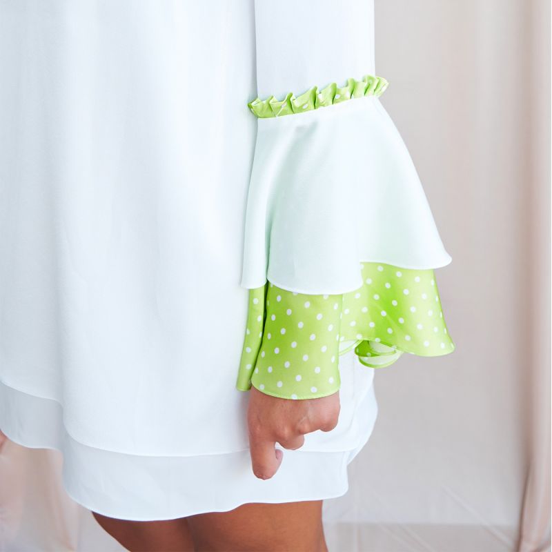 Oversize Asymmetric Dress With Green Polka Dots image