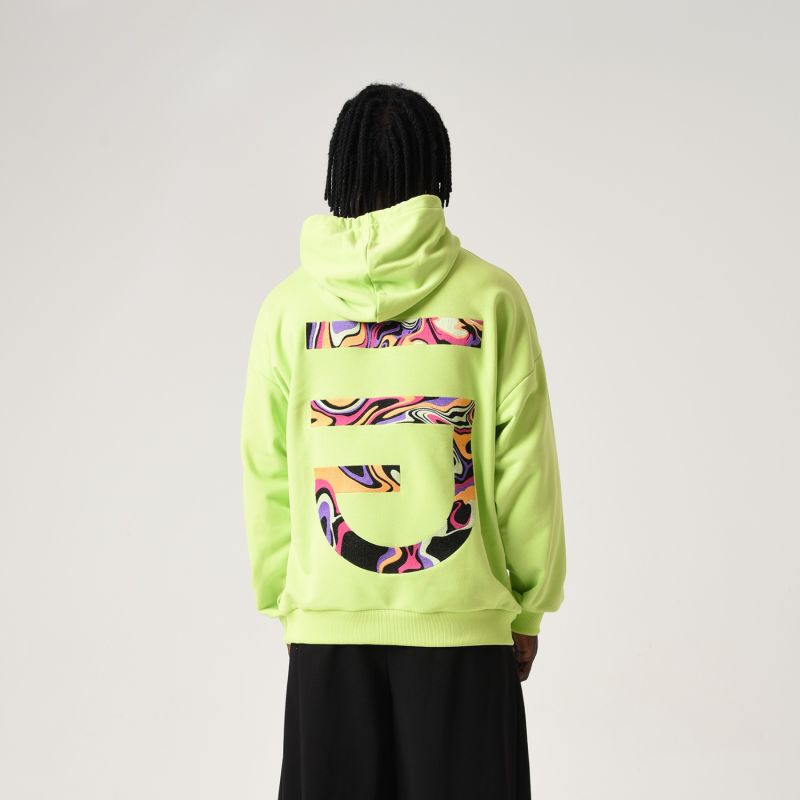 Oversize Embroidery Hoodie - Lime image