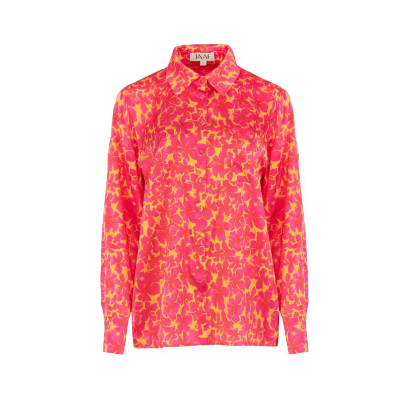 Oversized Silk Shirt In Hibiscus Print image