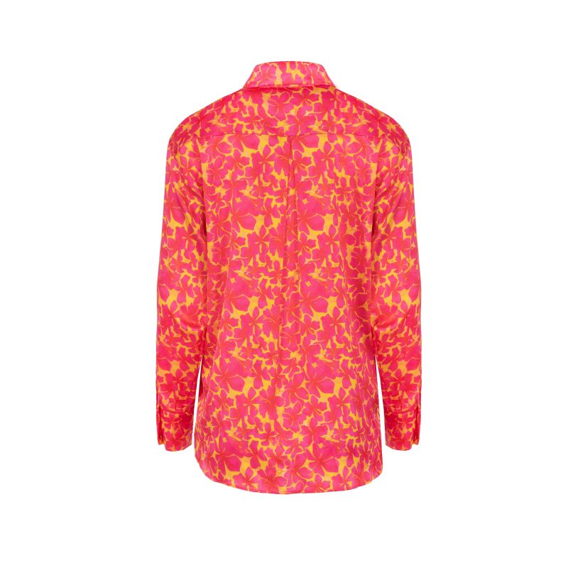 Oversized Silk Shirt In Hibiscus Print image