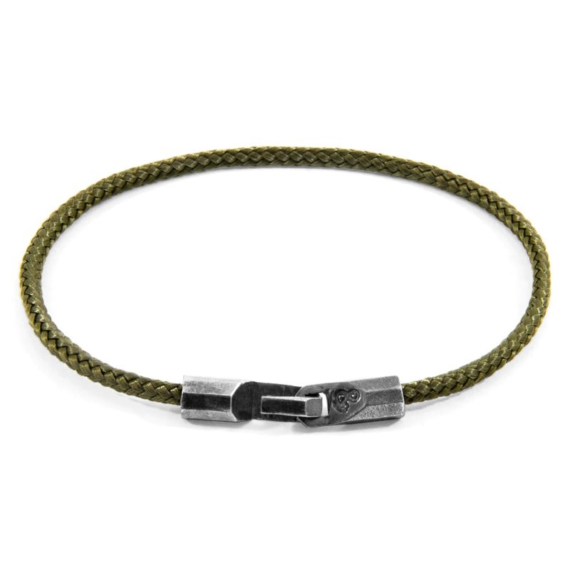 Khaki Green Talbot Silver & Rope Bracelet image