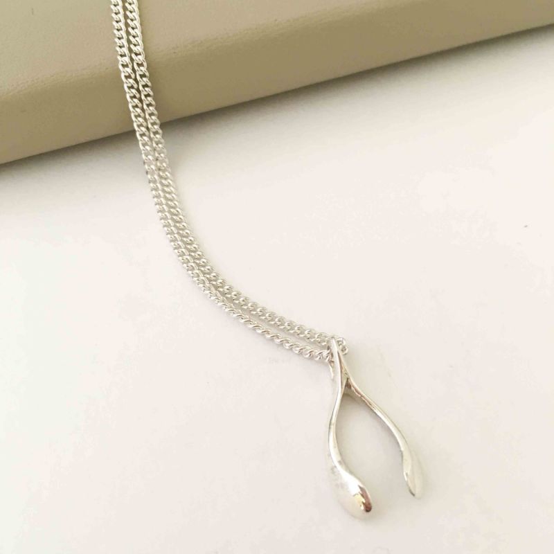 Tiny Sterling Silver Wishbone Necklace image