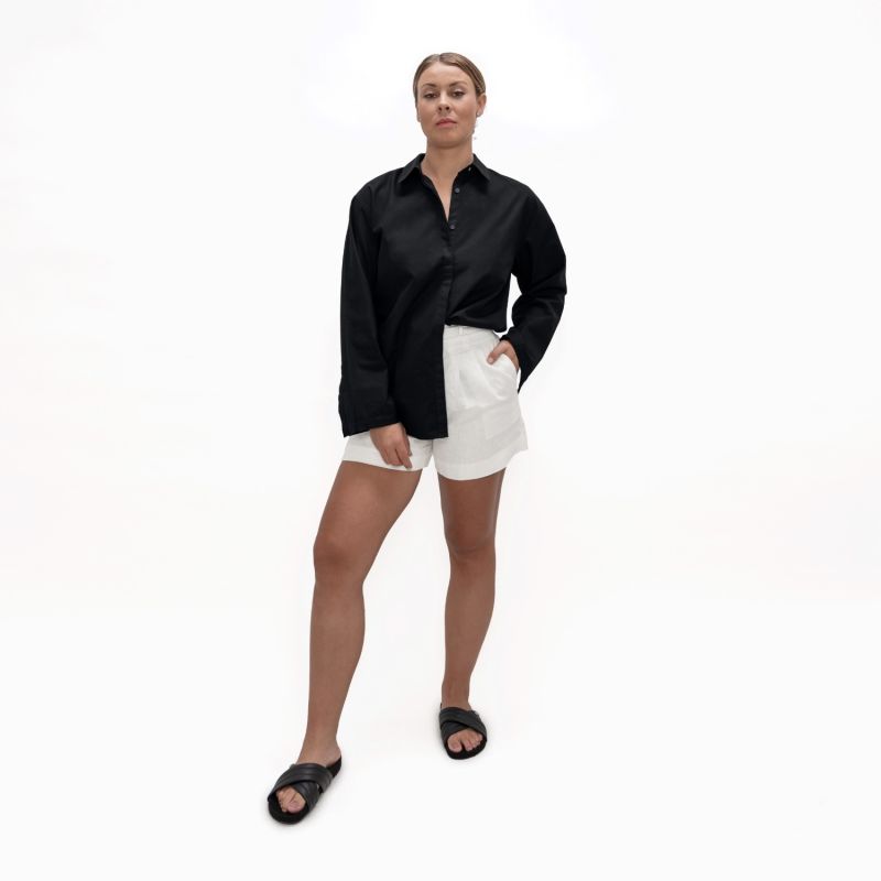 Budapest Organic Cotton Poplin Oversized Shirt In Eclipse Black image